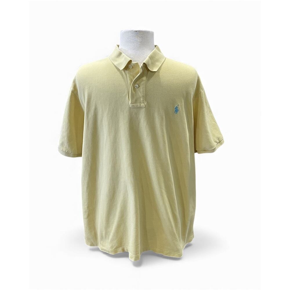 Vintage Polo Ralph Lauren Yellow Polo Shirt Classic Fit Short Sleeve Men's XXL